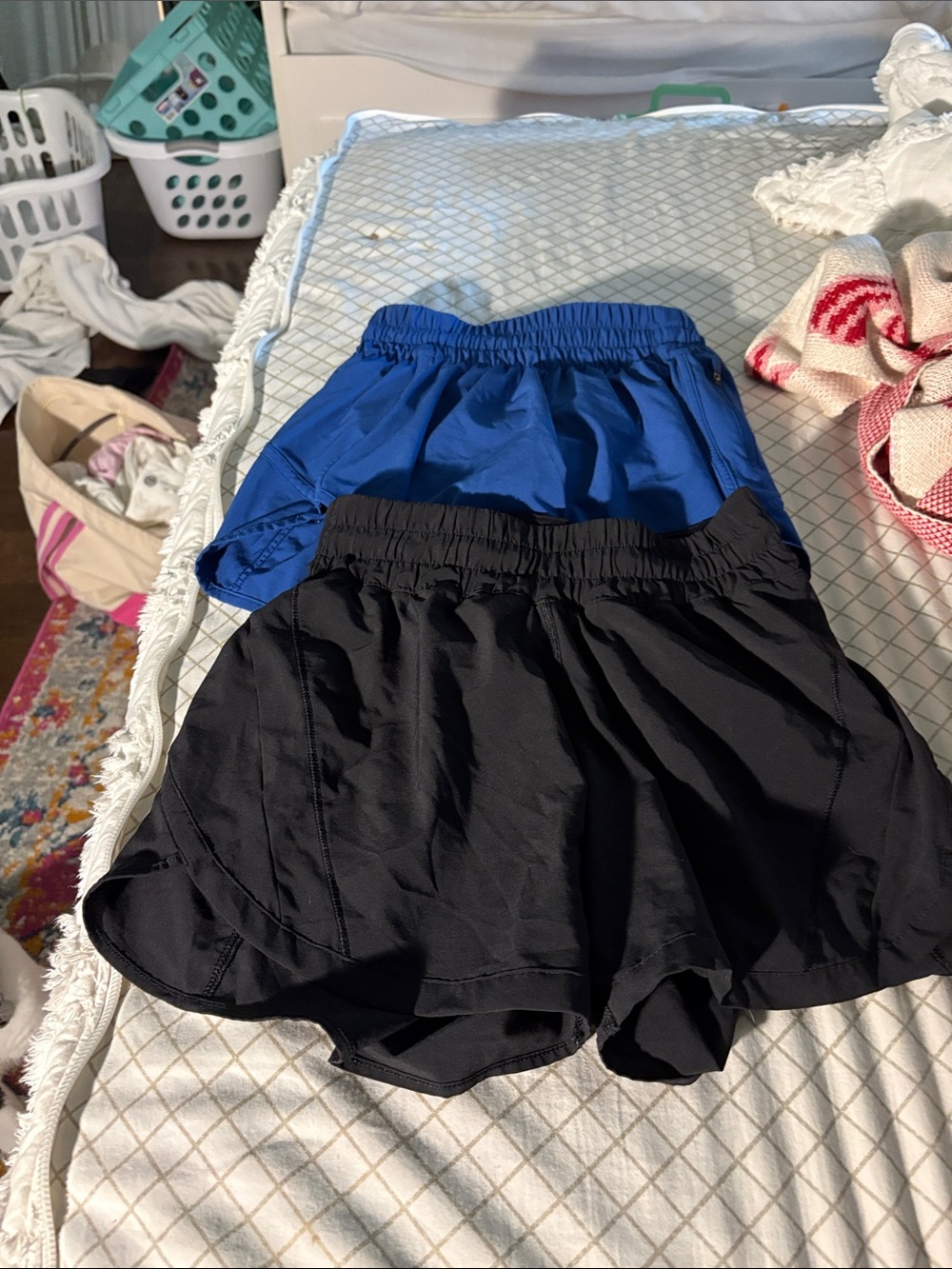 tube Tupac, black and blue Lululemon shorts discontinued style size 4